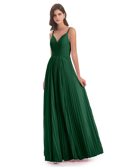 Jazlynn Floor Length Spaghetti Straps Chiffon Bridesmaid Dresses