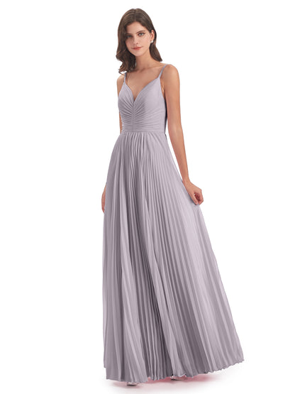 Jazlynn Floor Length Spaghetti Straps Chiffon Bridesmaid Dresses