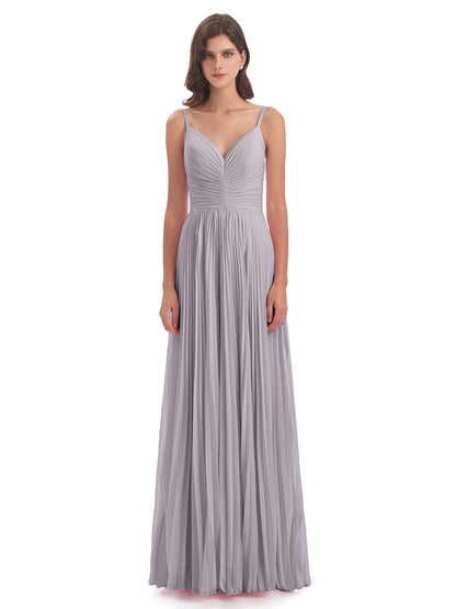 Jazlynn Floor Length Spaghetti Straps Chiffon Bridesmaid Dresses