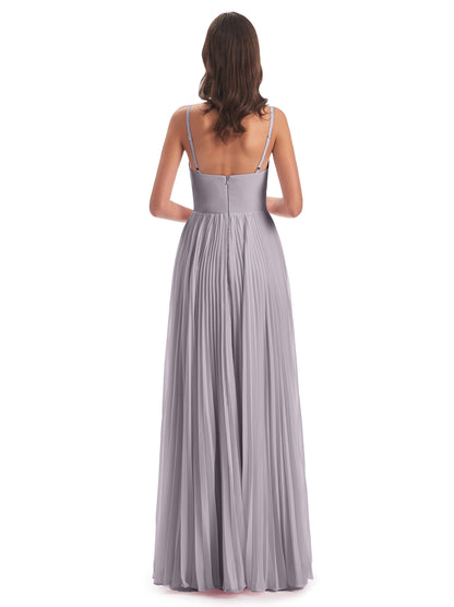 Jazlynn Floor Length Spaghetti Straps Chiffon Bridesmaid Dresses