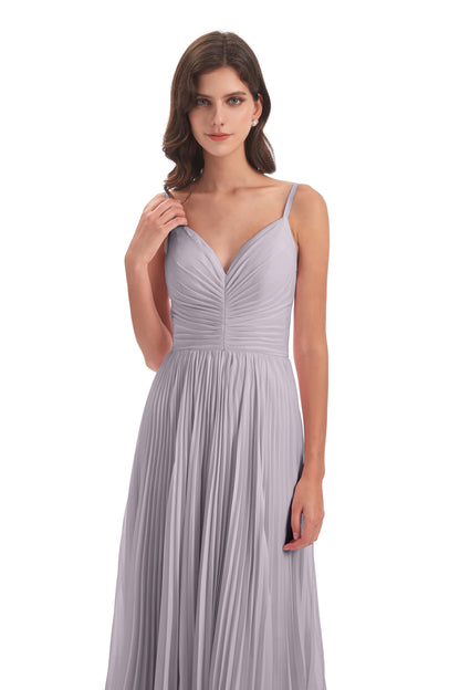 Jazlynn Floor Length Spaghetti Straps Chiffon Bridesmaid Dresses