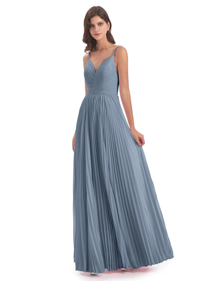 Jazlynn Floor Length Spaghetti Straps Chiffon Bridesmaid Dresses