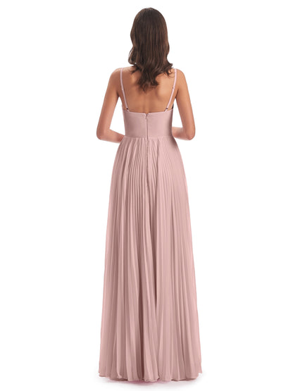 Jazlynn Floor Length Spaghetti Straps Chiffon Bridesmaid Dresses