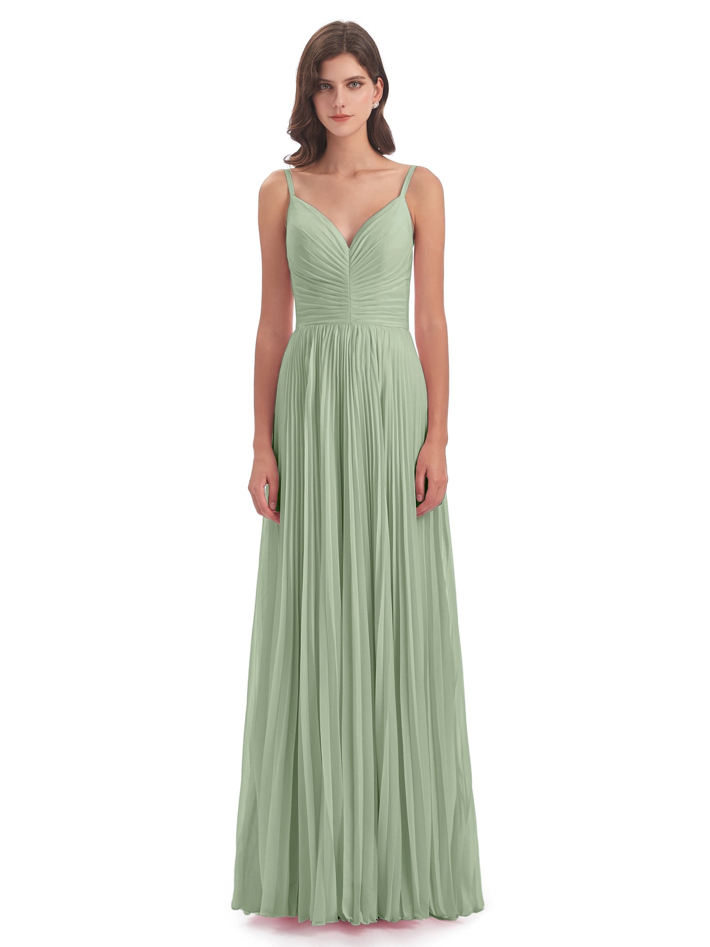 Jazlynn Floor Length Spaghetti Straps Chiffon Bridesmaid Dresses