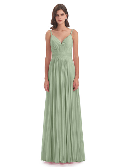 Jazlynn Floor Length Spaghetti Straps Chiffon Bridesmaid Dresses
