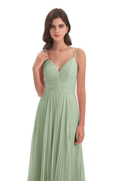 Jazlynn Floor Length Spaghetti Straps Chiffon Bridesmaid Dresses