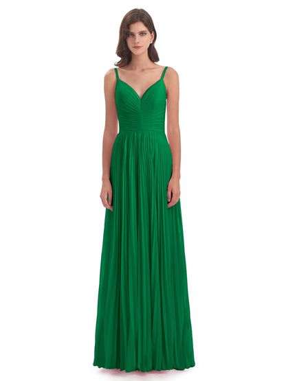 Jazlynn Floor Length Spaghetti Straps Chiffon Bridesmaid Dresses