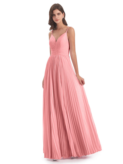 Jazlynn Floor Length Spaghetti Straps Chiffon Bridesmaid Dresses