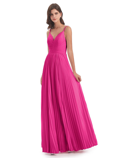 Jazlynn Floor Length Spaghetti Straps Chiffon Bridesmaid Dresses