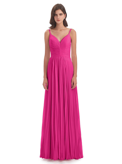 Jazlynn Floor Length Spaghetti Straps Chiffon Bridesmaid Dresses