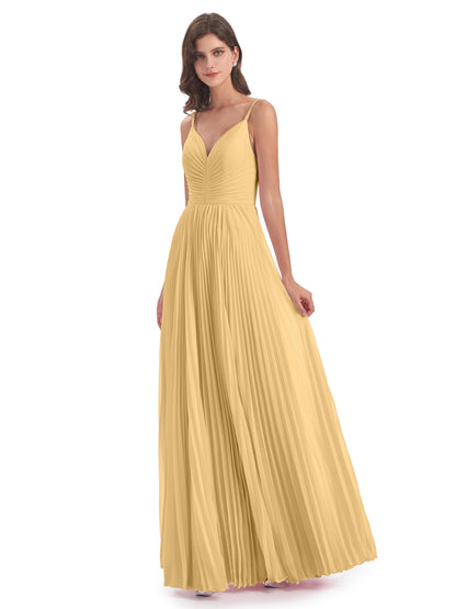 Jazlynn Floor Length Spaghetti Straps Chiffon Bridesmaid Dresses