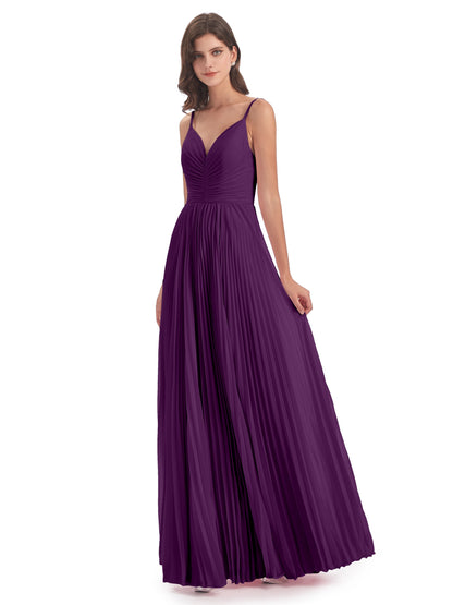 Jazlynn Floor Length Spaghetti Straps Chiffon Bridesmaid Dresses