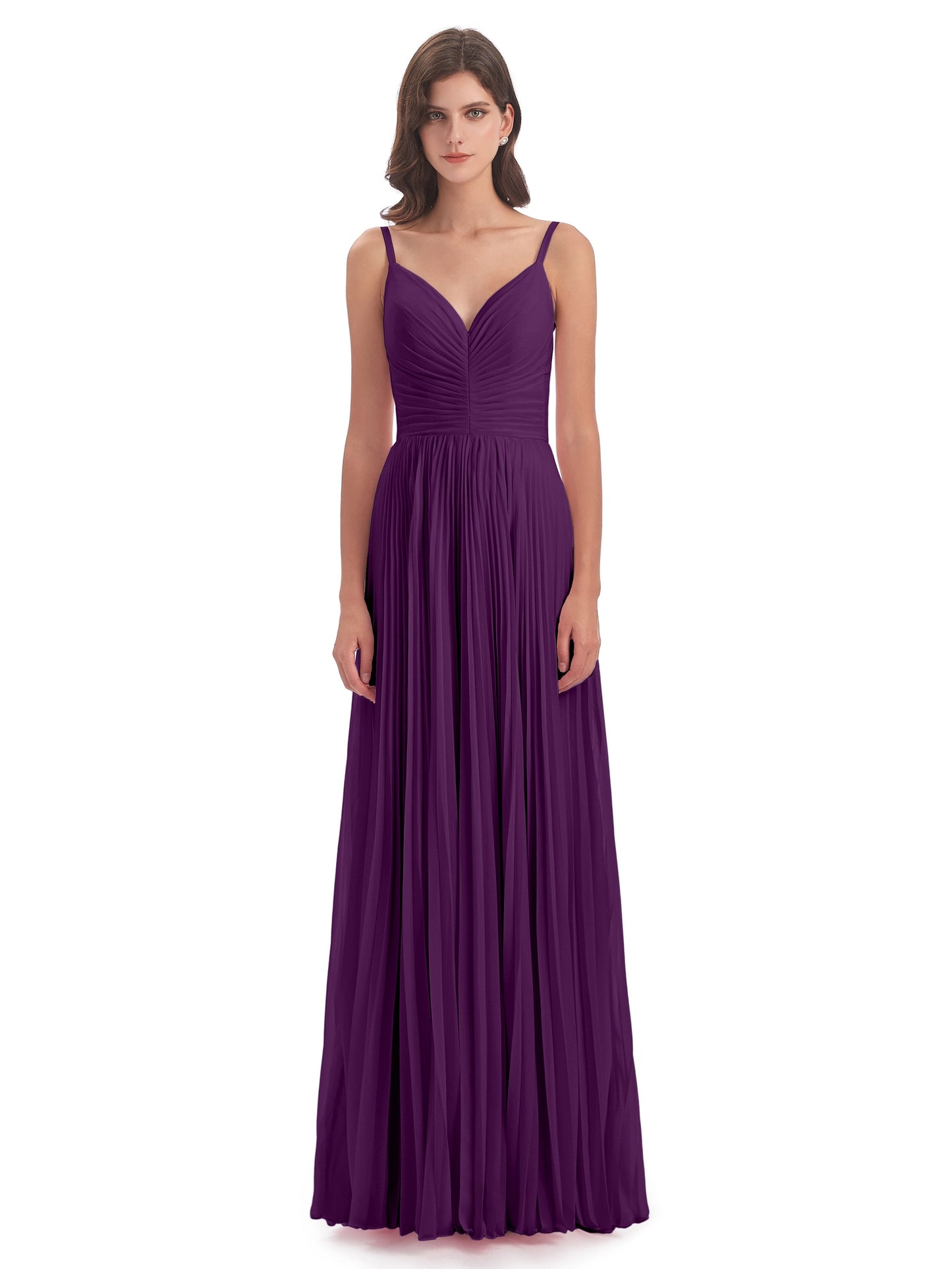 Jazlynn Floor Length Spaghetti Straps Chiffon Bridesmaid Dresses
