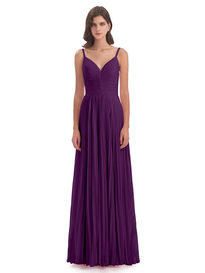 Jazlynn Floor Length Spaghetti Straps Chiffon Bridesmaid Dresses
