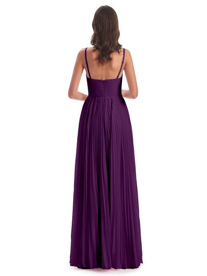 Jazlynn Floor Length Spaghetti Straps Chiffon Bridesmaid Dresses
