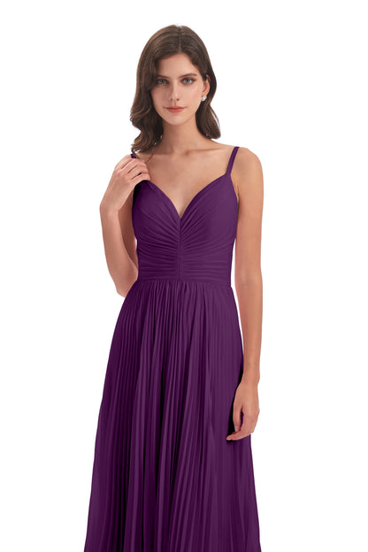 Jazlynn Floor Length Spaghetti Straps Chiffon Bridesmaid Dresses