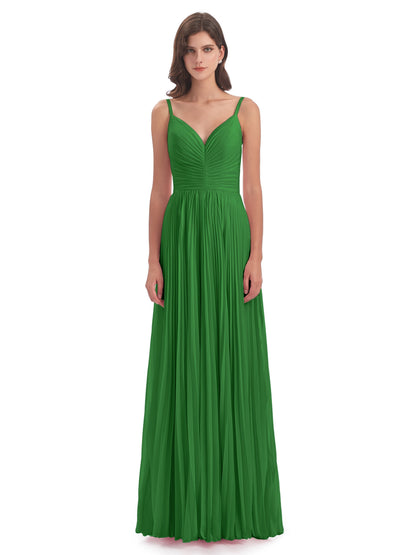 Jazlynn Floor Length Spaghetti Straps Chiffon Bridesmaid Dresses