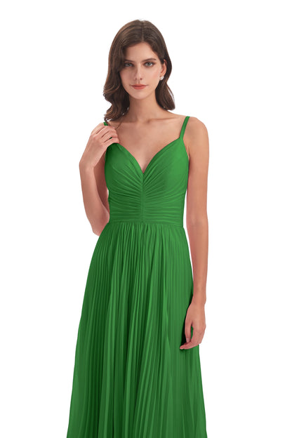 Jazlynn Floor Length Spaghetti Straps Chiffon Bridesmaid Dresses