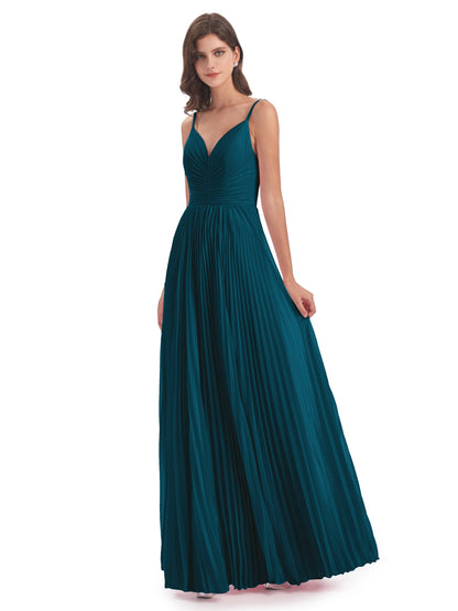 Jazlynn Floor Length Spaghetti Straps Chiffon Bridesmaid Dresses