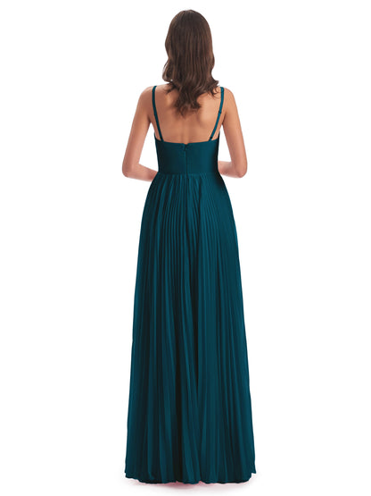 Jazlynn Floor Length Spaghetti Straps Chiffon Bridesmaid Dresses