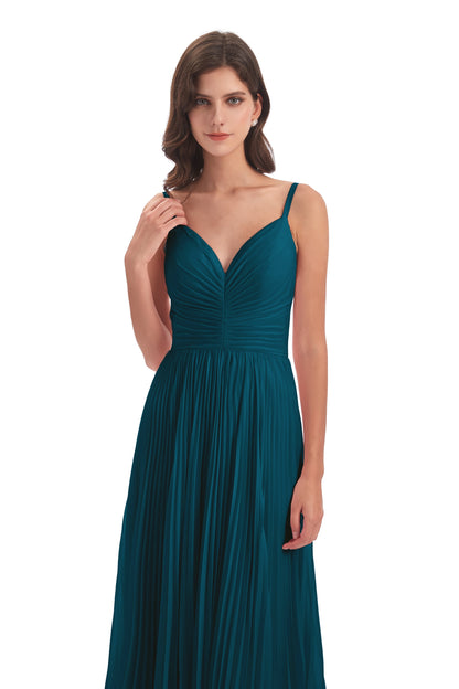 Jazlynn Floor Length Spaghetti Straps Chiffon Bridesmaid Dresses