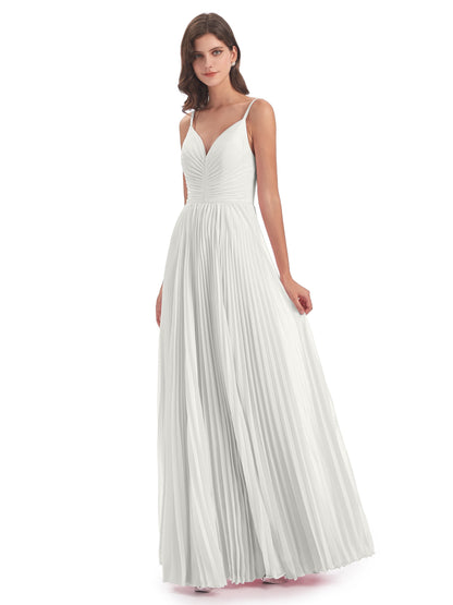 Jazlynn Floor Length Spaghetti Straps Chiffon Bridesmaid Dresses
