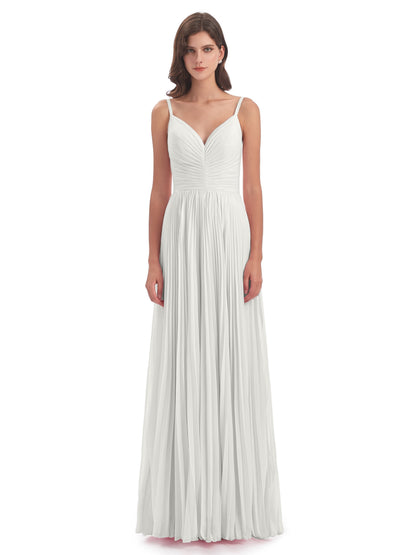 Jazlynn Floor Length Spaghetti Straps Chiffon Bridesmaid Dresses