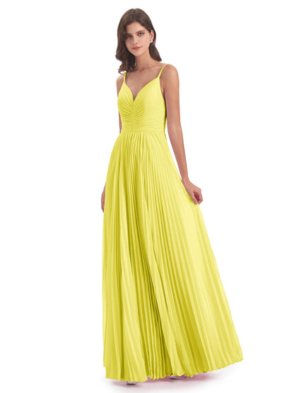 Jazlynn Floor Length Spaghetti Straps Chiffon Bridesmaid Dresses