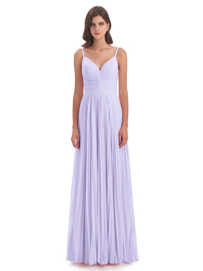 Jazlynn Floor Length Spaghetti Straps Chiffon Bridesmaid Dresses