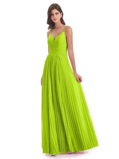 Jazlynn Floor Length Spaghetti Straps Chiffon Bridesmaid Dresses