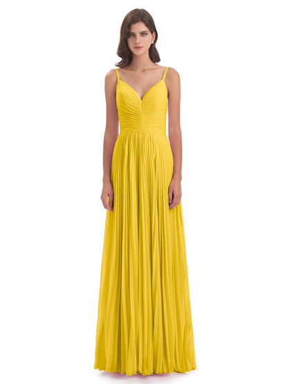Jazlynn Floor Length Spaghetti Straps Chiffon Bridesmaid Dresses