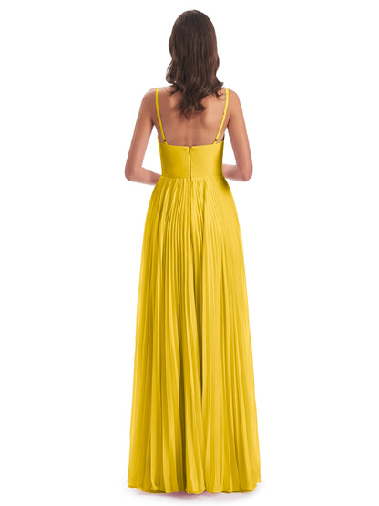 Jazlynn Floor Length Spaghetti Straps Chiffon Bridesmaid Dresses
