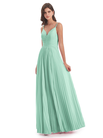 Jazlynn Floor Length Spaghetti Straps Chiffon Bridesmaid Dresses