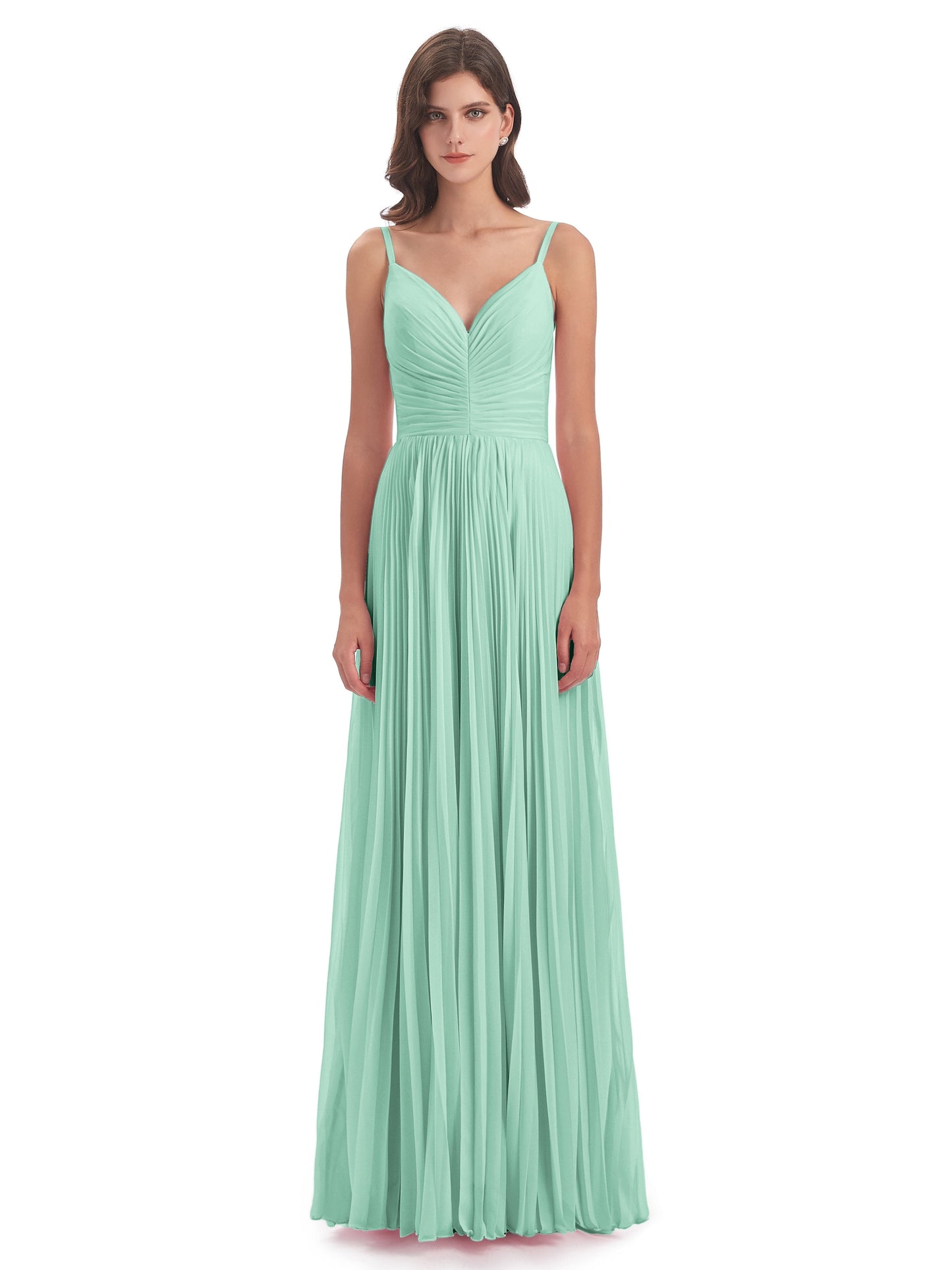 Jazlynn Floor Length Spaghetti Straps Chiffon Bridesmaid Dresses
