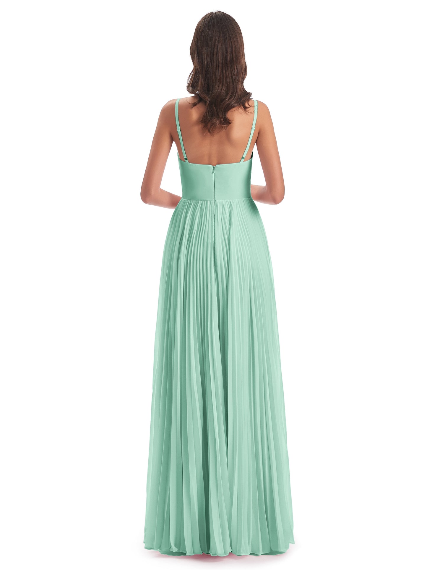Jazlynn Floor Length Spaghetti Straps Chiffon Bridesmaid Dresses