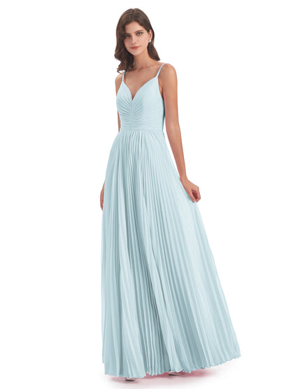 Jazlynn Floor Length Spaghetti Straps Chiffon Bridesmaid Dresses