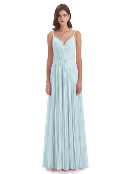 Jazlynn Floor Length Spaghetti Straps Chiffon Bridesmaid Dresses