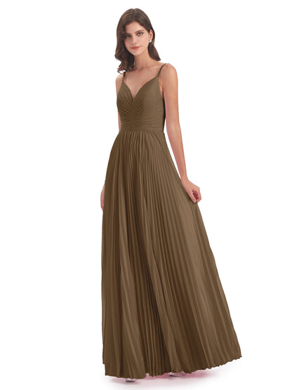 Jazlynn Floor Length Spaghetti Straps Chiffon Bridesmaid Dresses