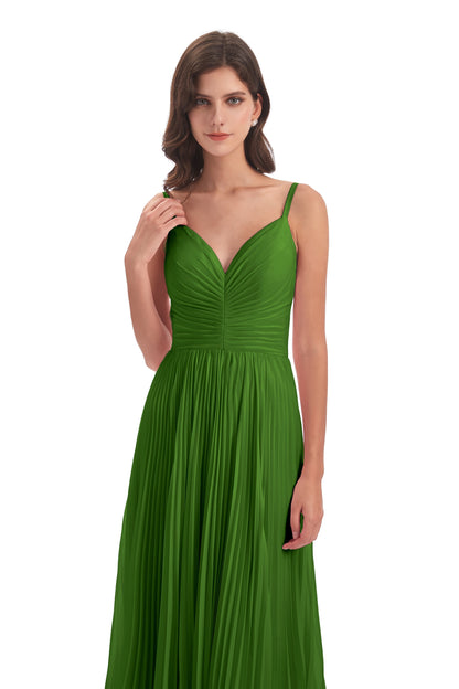 Jazlynn Floor Length Spaghetti Straps Chiffon Bridesmaid Dresses