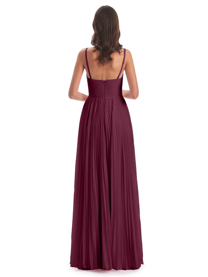 Jazlynn Floor Length Spaghetti Straps Chiffon Bridesmaid Dresses