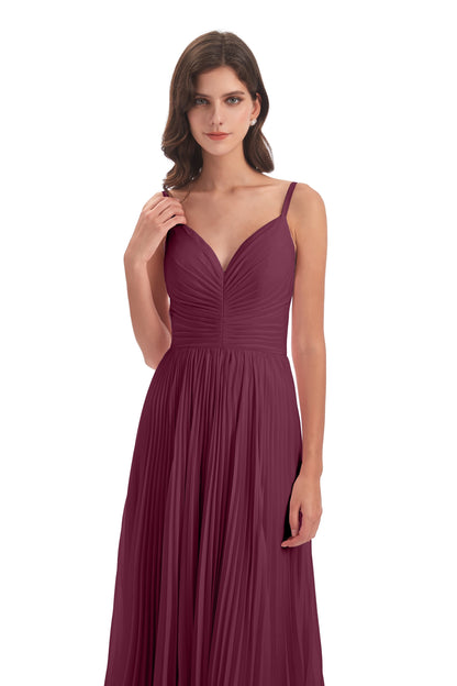 Jazlynn Floor Length Spaghetti Straps Chiffon Bridesmaid Dresses