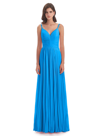 Jazlynn Floor Length Spaghetti Straps Chiffon Bridesmaid Dresses