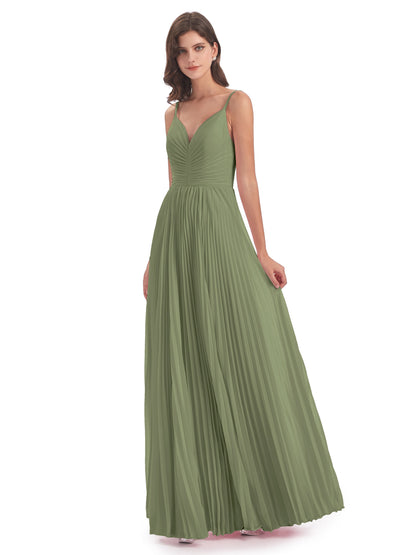 Jazlynn Floor Length Spaghetti Straps Chiffon Bridesmaid Dresses