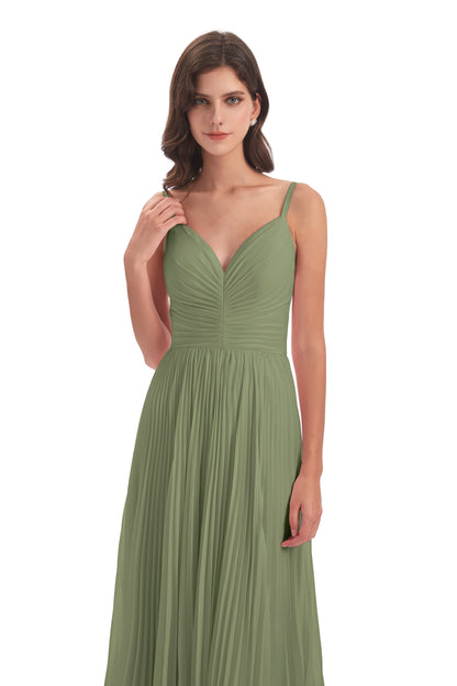 Jazlynn Floor Length Spaghetti Straps Chiffon Bridesmaid Dresses