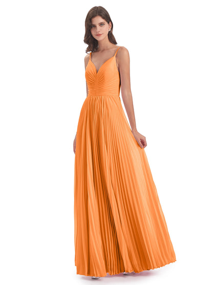 Jazlynn Floor Length Spaghetti Straps Chiffon Bridesmaid Dresses