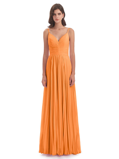 Jazlynn Floor Length Spaghetti Straps Chiffon Bridesmaid Dresses