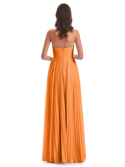 Jazlynn Floor Length Spaghetti Straps Chiffon Bridesmaid Dresses