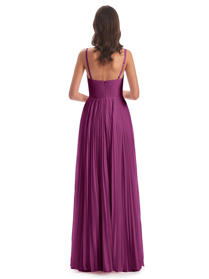 Jazlynn Floor Length Spaghetti Straps Chiffon Bridesmaid Dresses