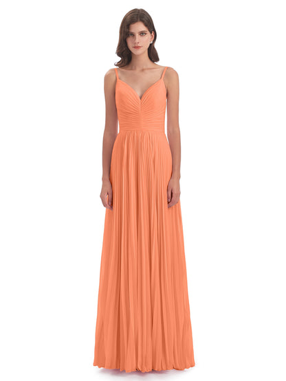 Jazlynn Floor Length Spaghetti Straps Chiffon Bridesmaid Dresses