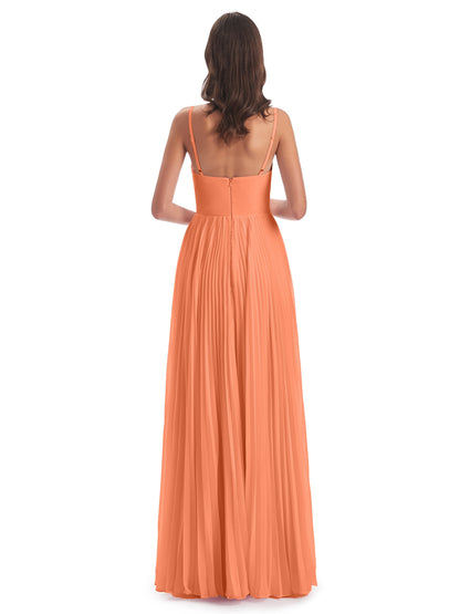 Jazlynn Floor Length Spaghetti Straps Chiffon Bridesmaid Dresses